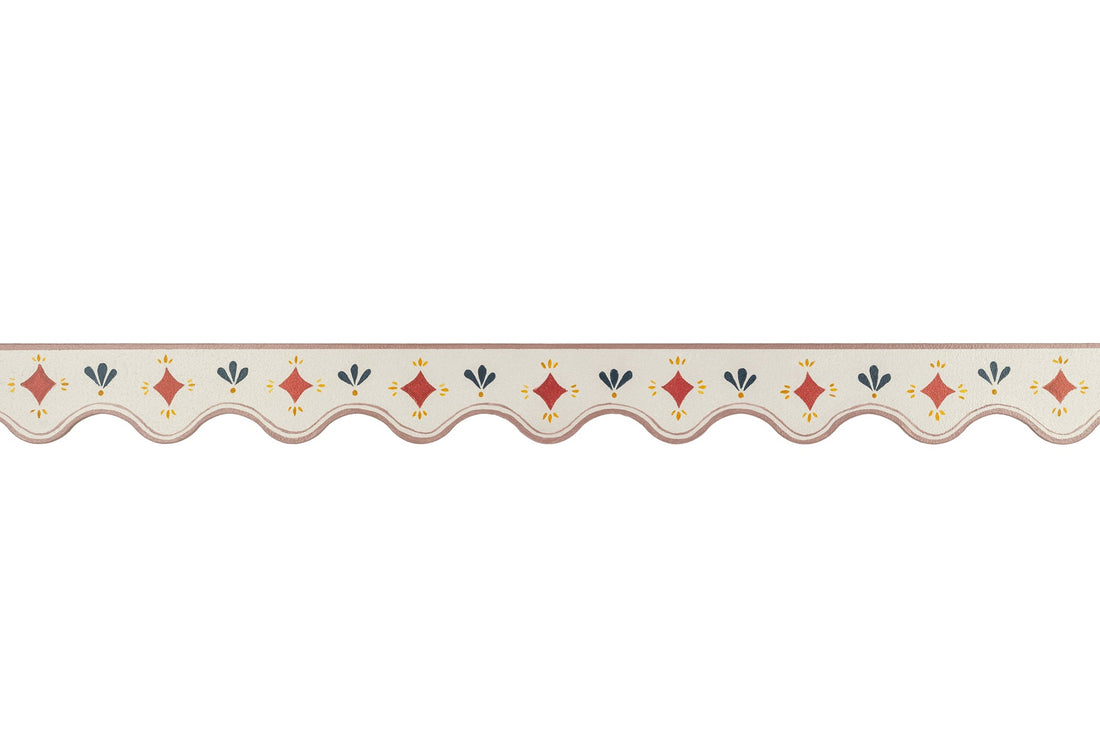 British Traditional Circus Themed painted scalloped, wavy edge architraves or mouldings the perfect painted shelf edge!