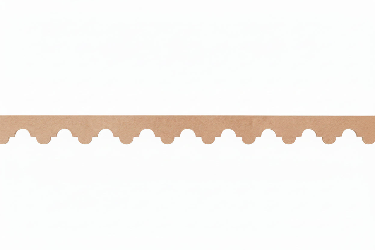 Versatile MDF architrave with scalloped edges used as molding around doors, windows, and ceilings in a contemporary home bohemian, indian carribean design, bali esquq