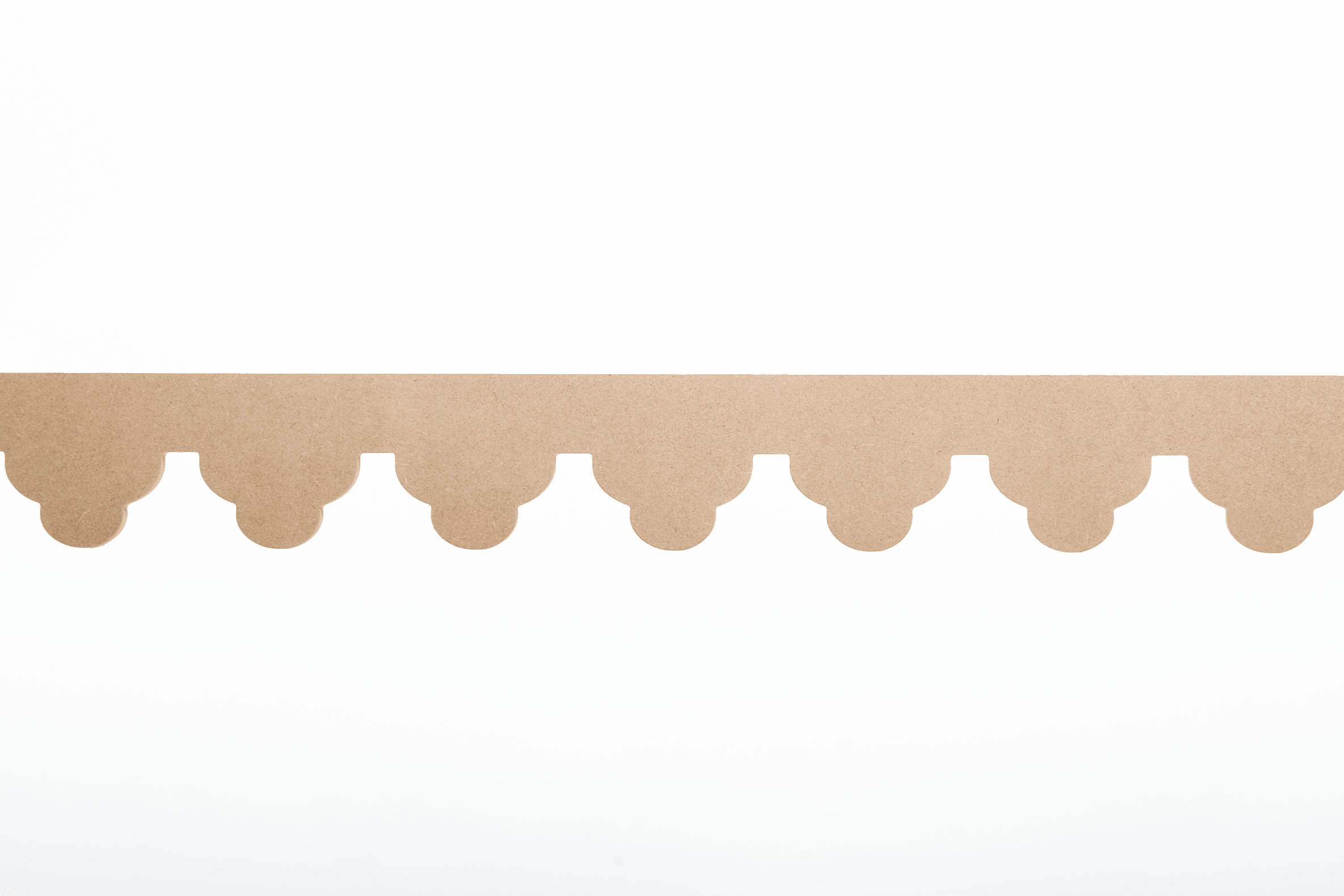 Ornate medium sized mdf scalloped detailing inspired by Miami for architraves and moulding, perfect for adding decorative scalloping to shelf edges or skirting boards perfect in a nook or around door frames and ceilings. Gorgeous scalloped wood trim hand made by Camilla Hampton
