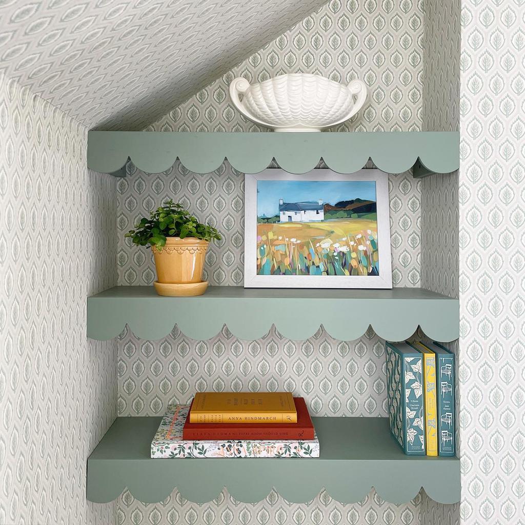 painted Scalloped edge shelves Camilla Hampton architraves