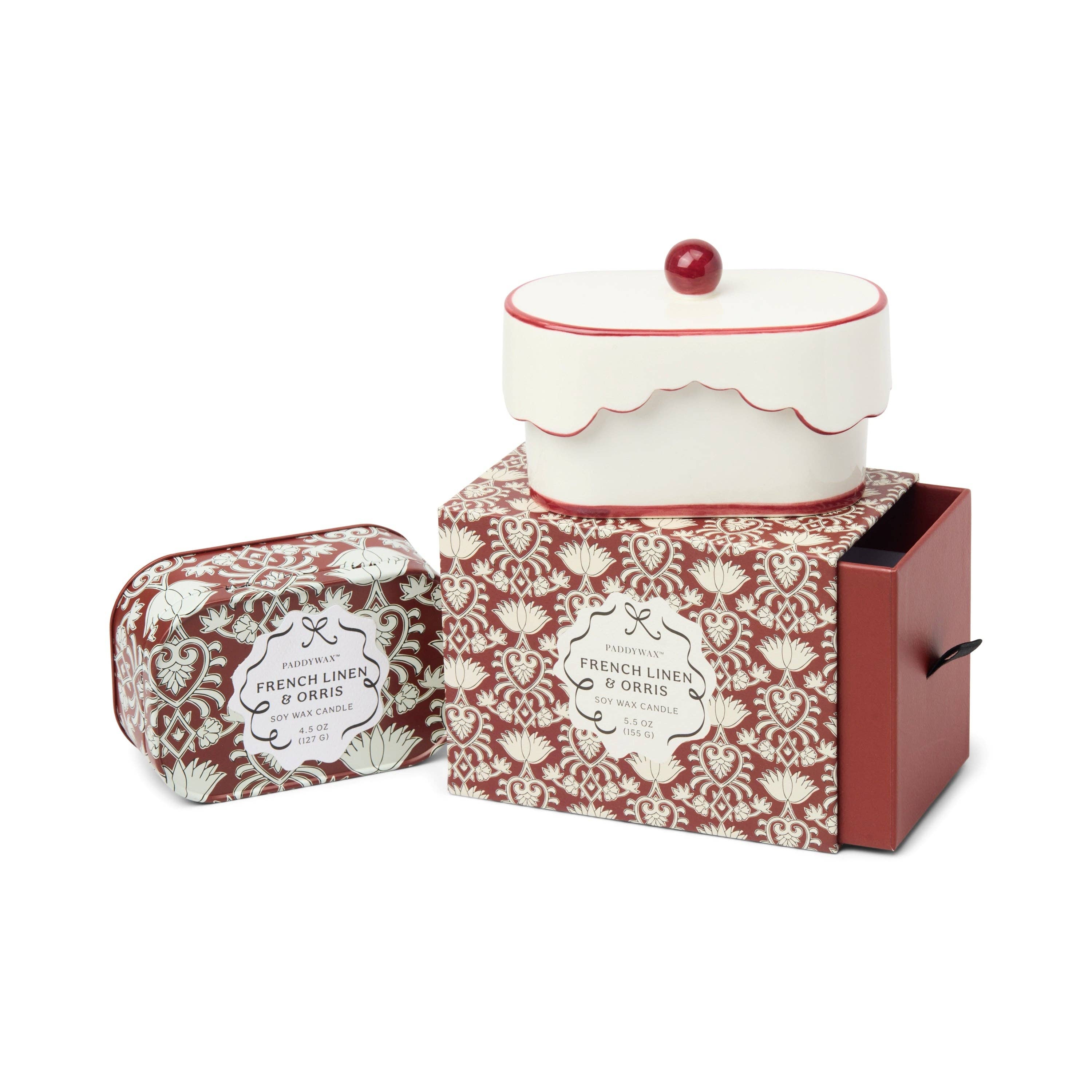 Ceramic Dish Candle - Red - French Linen &amp; Orris 5.5oz/155g