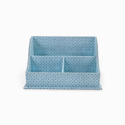 BLOCK PRINTED WAVE LETTER SORTER - BLUE DOT &amp; GRID