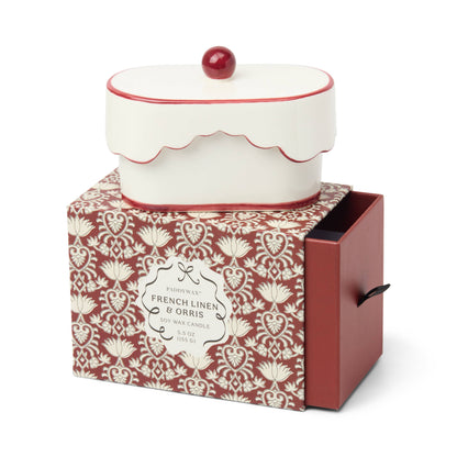 Ceramic Dish Candle - Red - French Linen &amp; Orris 5.5oz/155g
