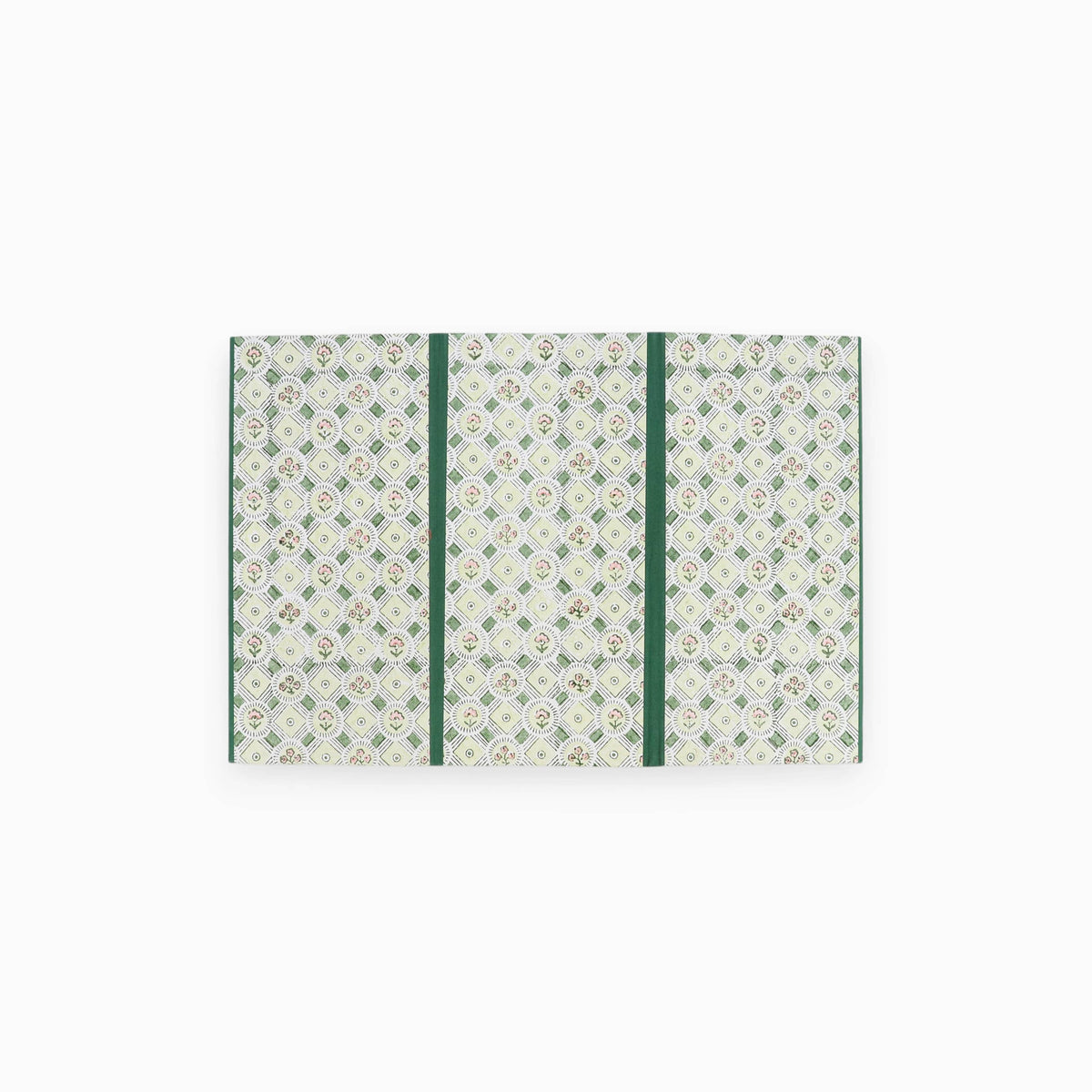 BLOCK PRINTED HEXAGON COLLAPSIBLE BASKET- GREEN SPRING BLOOM