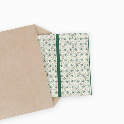 BLOCK PRINTED HEXAGON COLLAPSIBLE BASKET- GREEN SPRING BLOOM