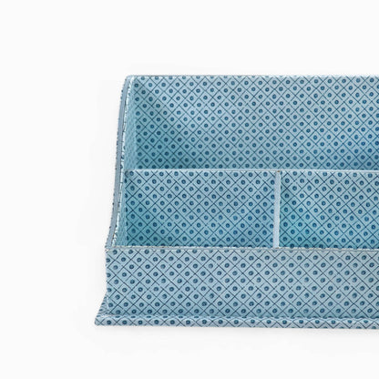 BLOCK PRINTED WAVE LETTER SORTER - BLUE DOT &amp; GRID